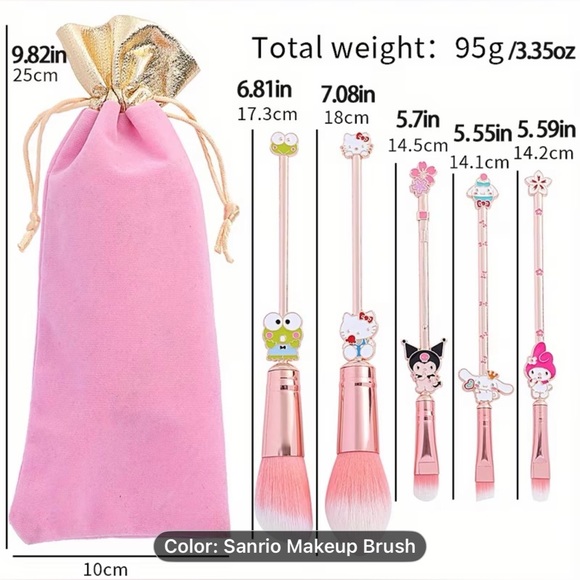 6 pc New Hello Kitty Cosmetic Makeup Brush Set NWT - Picture 3 of 10